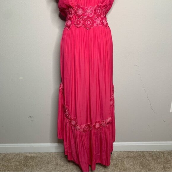 NWT Ramy Brook Lenna Pink Embellished Short Sleeve Maxi Dress - Picture 11 of 16